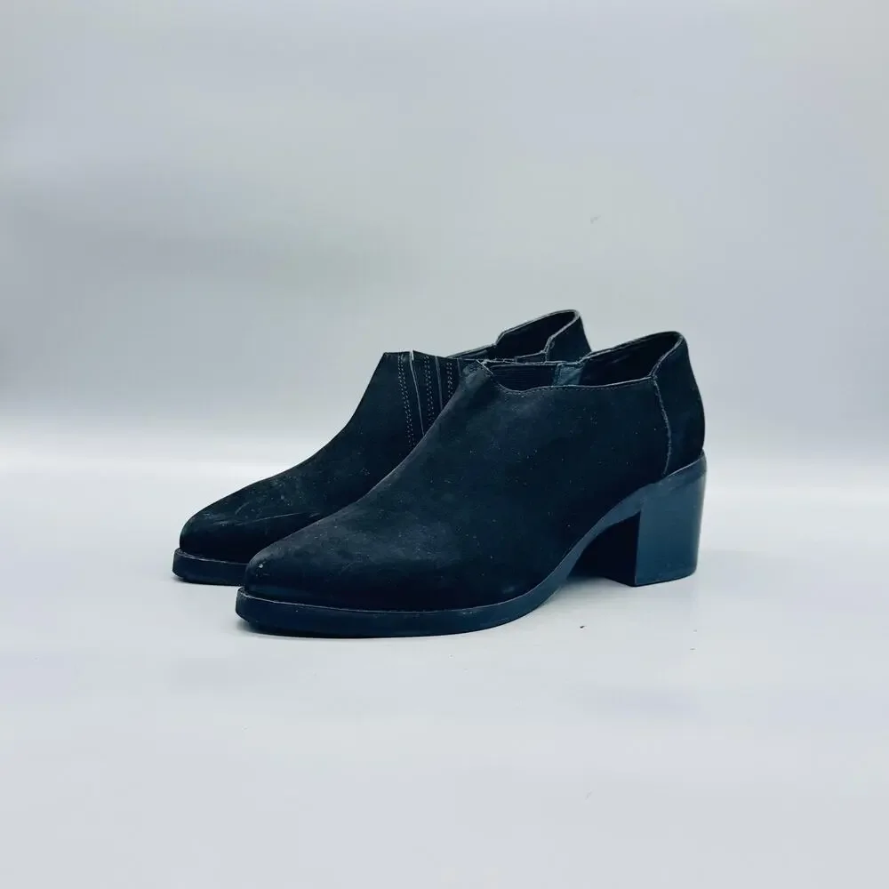 Jeffrey Campbell Boots Womens 7.5 Black Suede Ankle Block Heel Booties Shoes